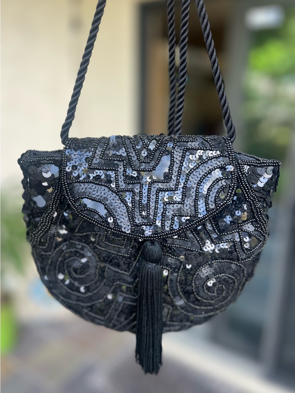 Vintage Bloomingdale's Black Sequin Party Bag!